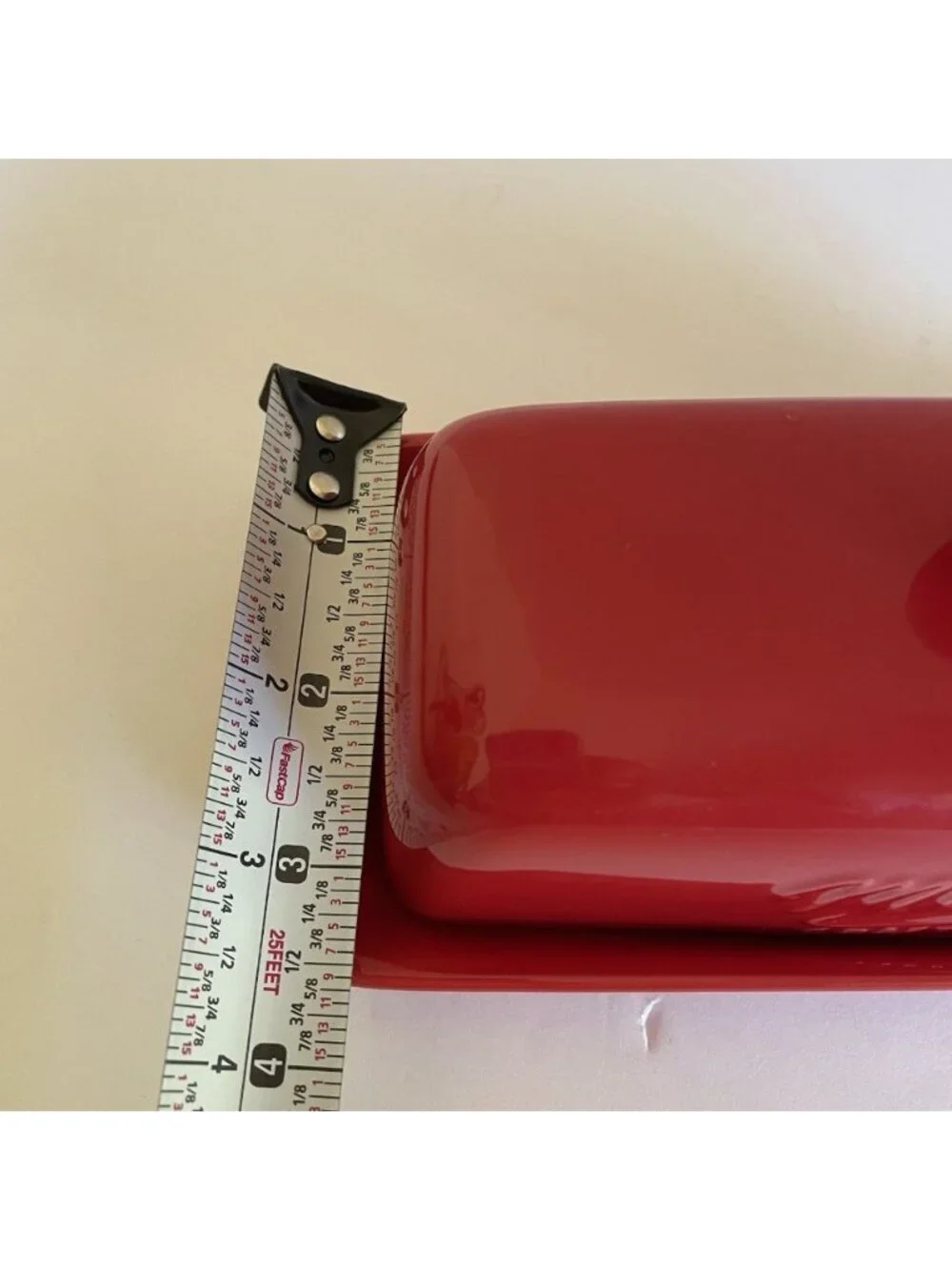 Mason Craft & More Red Ceramic Butter Dish with Lid Bright Red Excellent 7.25